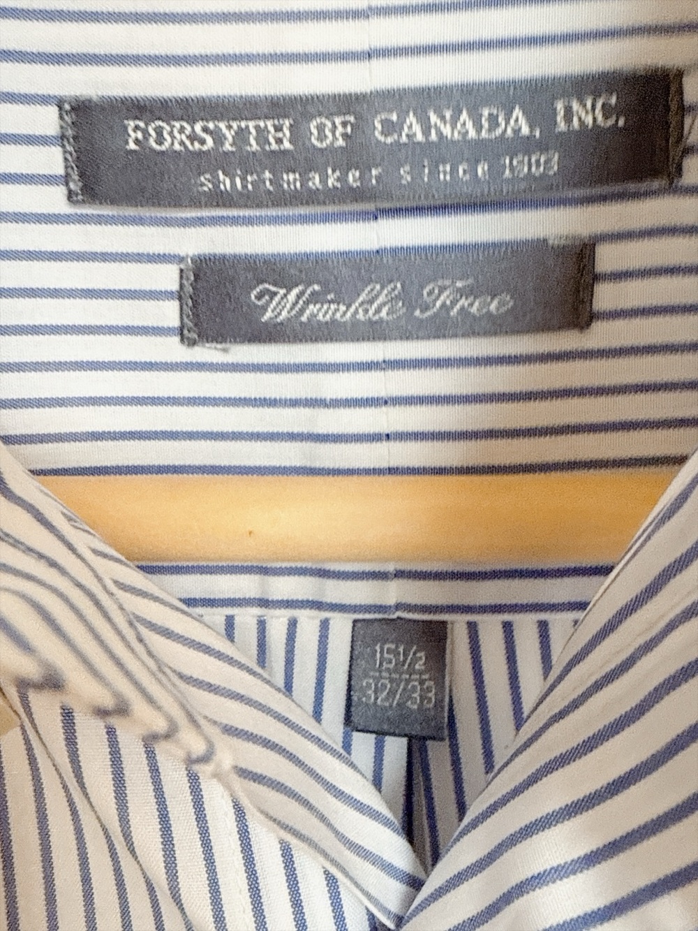 Forsyth of Canada Men’s 15.5 32/33 Wrinkle Free Blue Stripe Dress Shirt